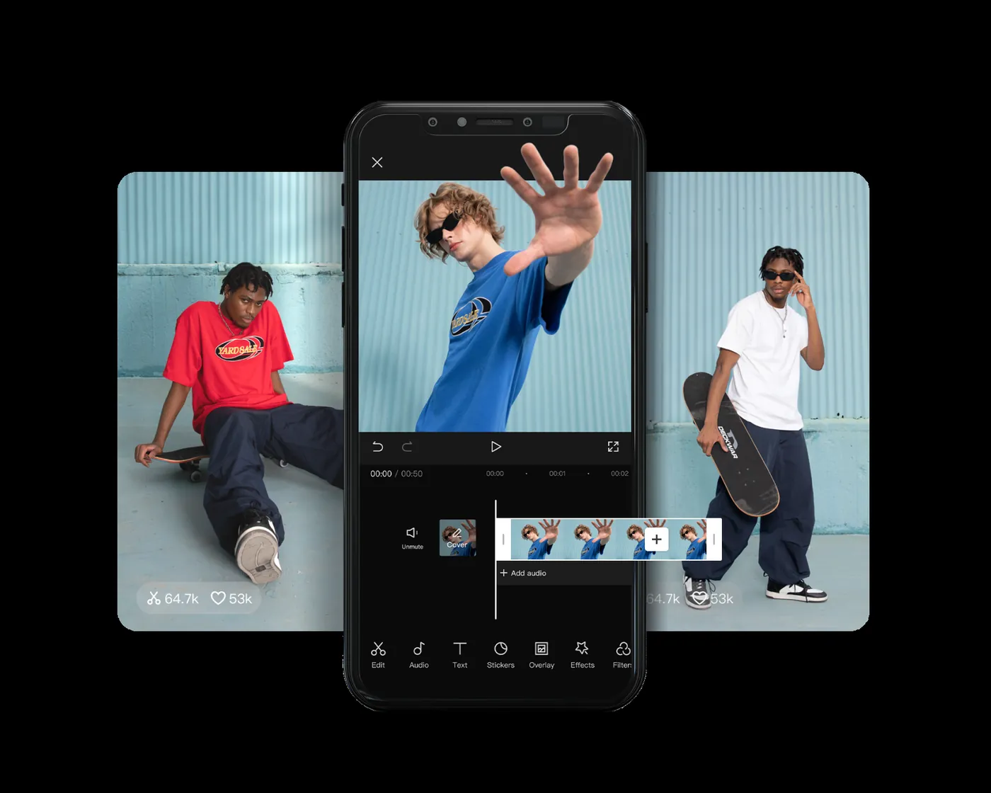 CapCut mobile editing timeline with vertical video clips